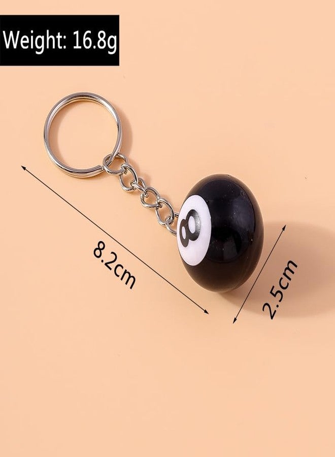 Kryoflare Black Creative Number Eight Billiard Key Chain, Pendant Car Key Ring Accessories, Keyrings Pendant Decorative Small Creative Key Chai - Image 4